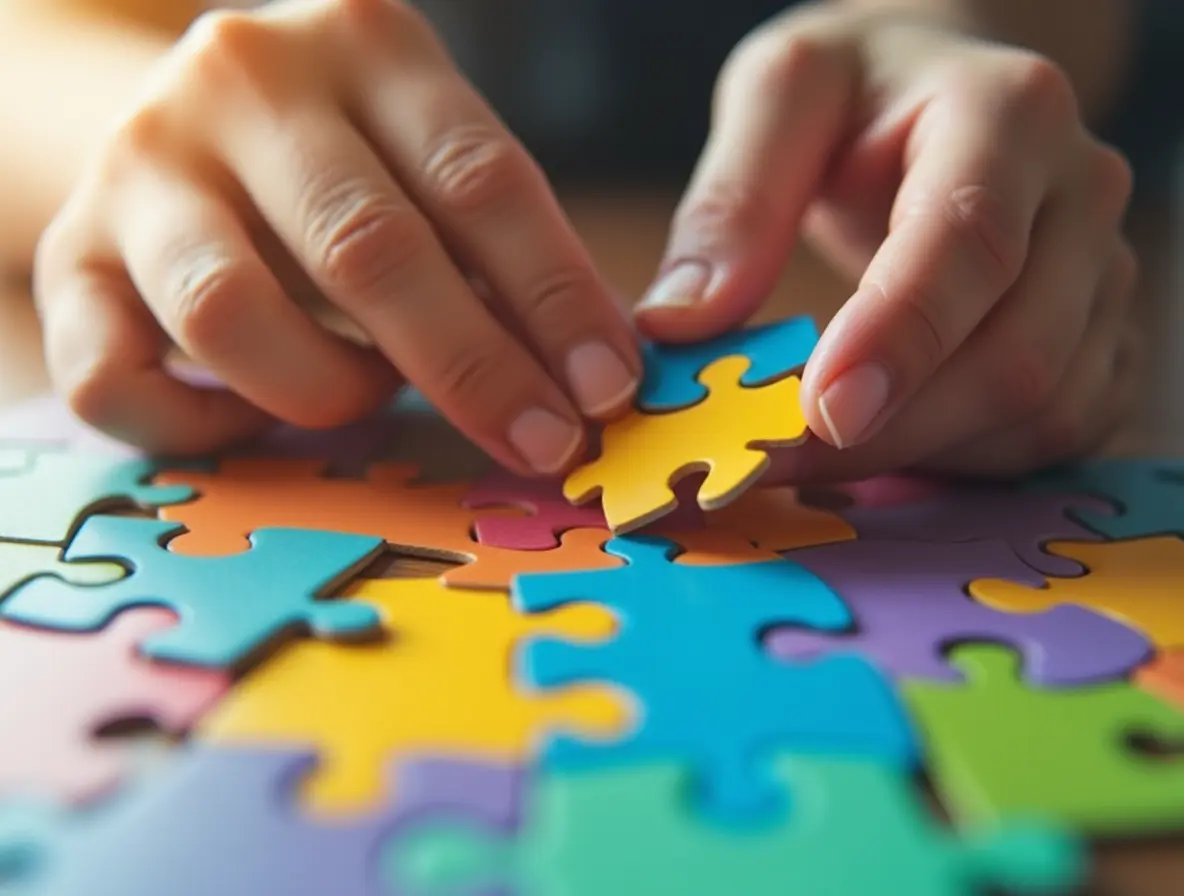 A set of hands holding a puzzle piece, symbolizing the importance of soft skills like communication and leadership in project management.